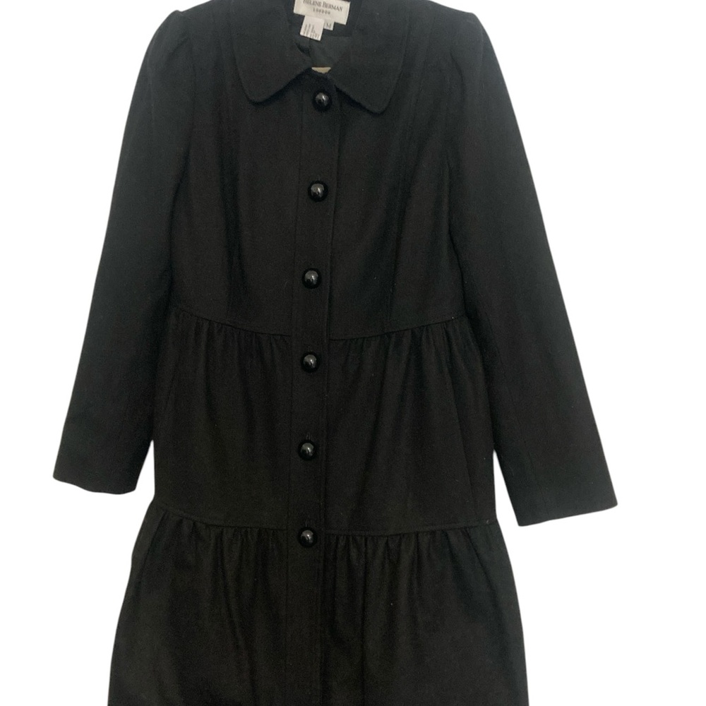 Vintage Black Tiered Coat by Helene Berman- size M-SO chic! Wool/Cashmere/Nylon